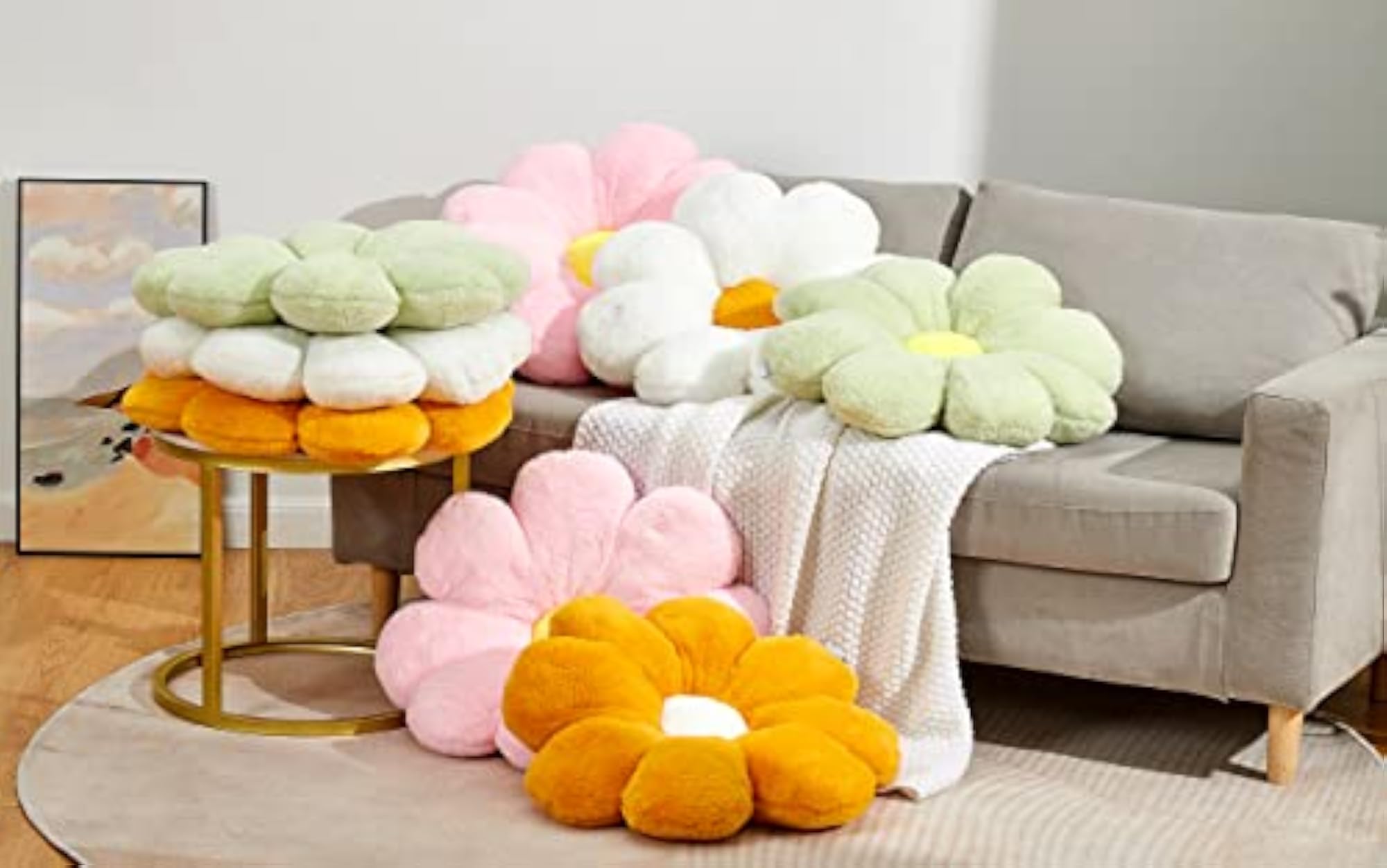 Cute White Flower Throw Pillow for Room Decor
